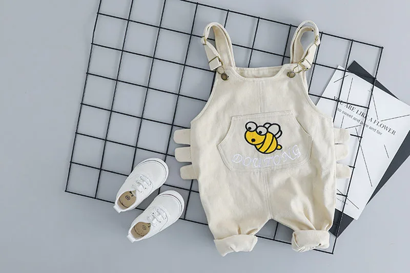 Newborn Baby Boy Outfits Clothes Striped Shirt+Cartoon Bee Overalls Bib Pants 2PCS Outfit Set Spring Autumn Kids Infant Costume |
