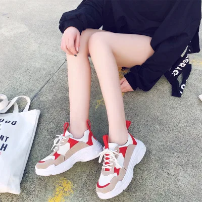 2018 модные кроссовки женская повседневная обувь сетчатая парусиновая на танкетке