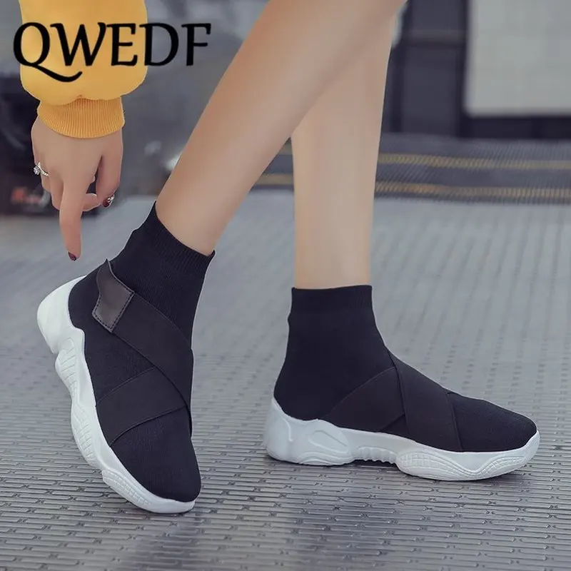 Обувь на платформе спортивная обувь 2019 новые дышащие стрейч FabricTenis Feminino