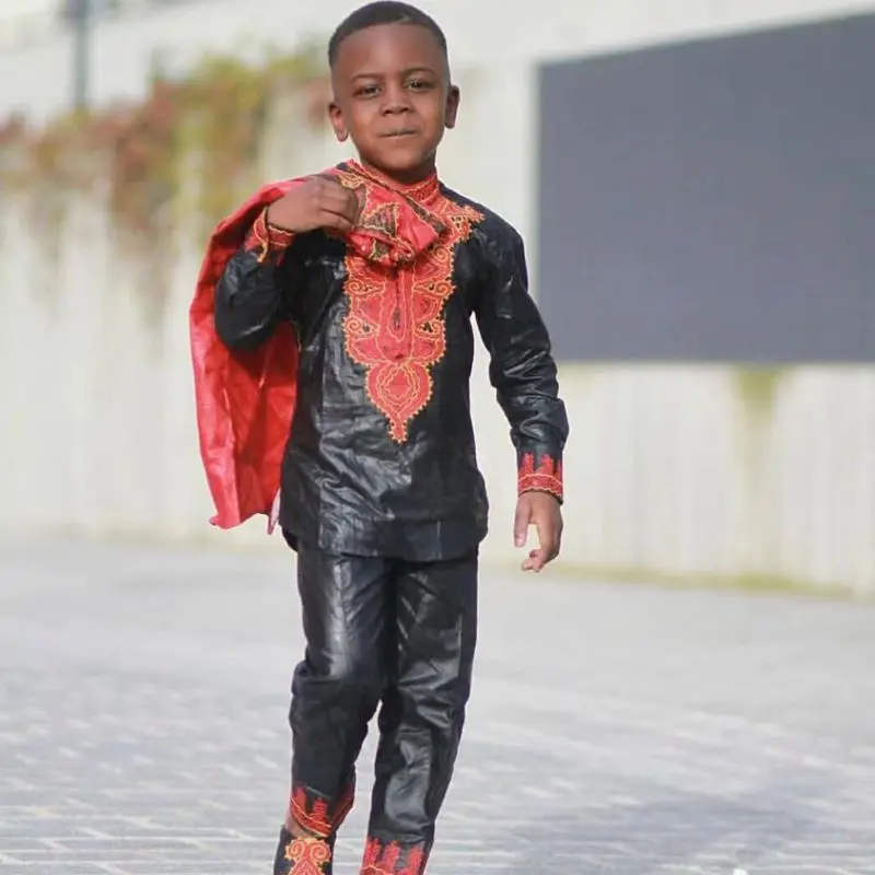 H&ampD Dashiki Kid Set 2021 African Clothing Kids Boy South Africa Boys Embroidery Tops Pant Suits Bazin Riche Outfit TZ8006 |