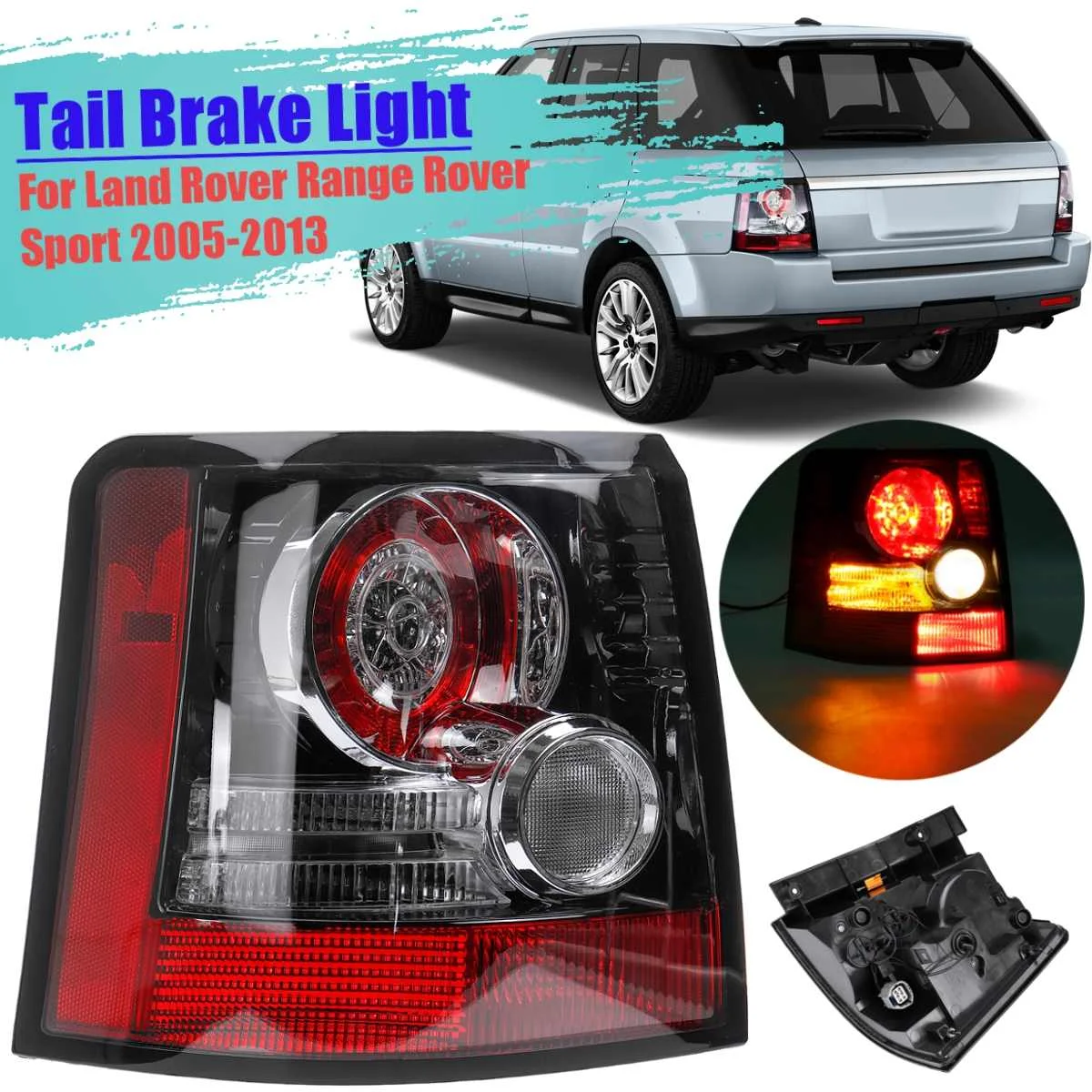 2 шт. левый и правый хвост светильник для Ленд Ровер Range Rover Sport(Land Rover Range Rover Sport 2005 2006 2007 2008 2009 2010 2011 2012 2013 хвост светильник задний Drl лампа - Цвет: left side