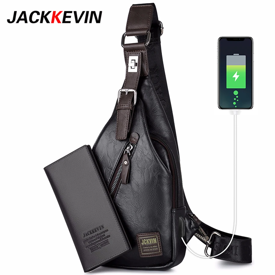 

JackKevin Mens Chest Bags Fashion Man Messenger Bag Theftproof Rotatable Button Open Travel Crossbody Bag Man Waist Pack