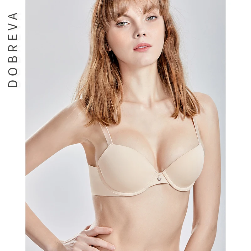 Beige02 DOBREVA женский Гладкий бюстгальтер на косточках с глубоким вырезом - Цвет: Beige02