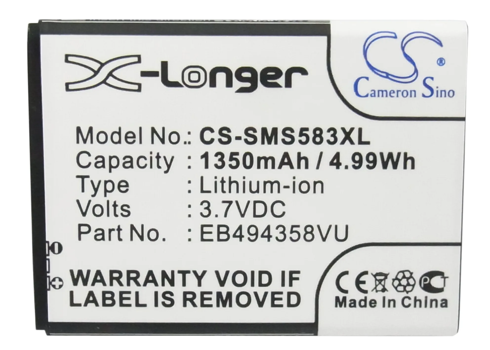 Аккумулятор Cameron Sino 1350mAh EB494358VU для Samsung B7510 B7800 S5660 S5660C S5670 S5830 S5830i S5830T S5831 S5838 S6812i |battery