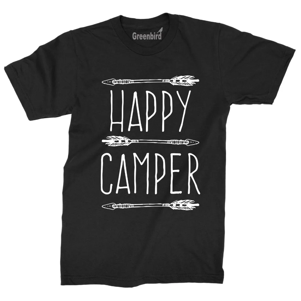 Новинка 2018 года Повседневная футболка с короткими рукавами надписью Happy Camper из 100%