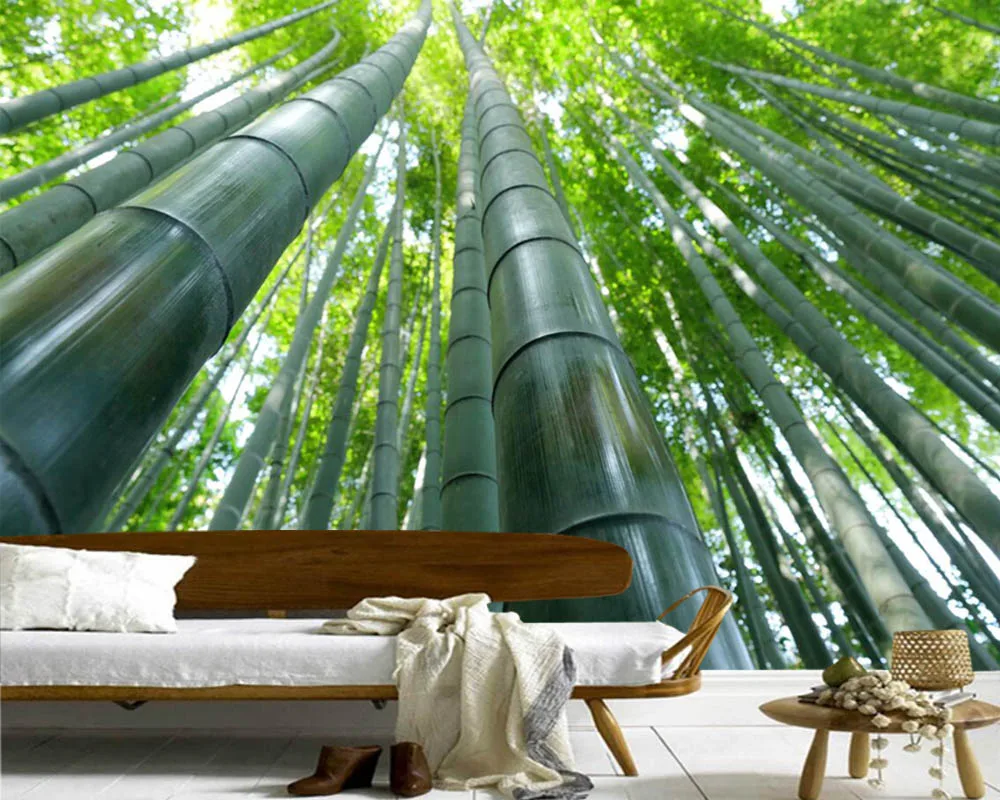 Papel де parede Bambu Вид снизу природа фото 3d обои фрески гостиная ТВ диван настенная