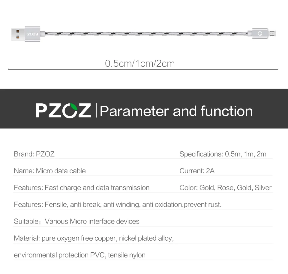 PZOZ Micro USB кабель Быстрая зарядка телефон зарядное устройство адаптер кабель для передачи данных для samsung Xiaomi huawei MEIZU SONY Android зарядка Microusb