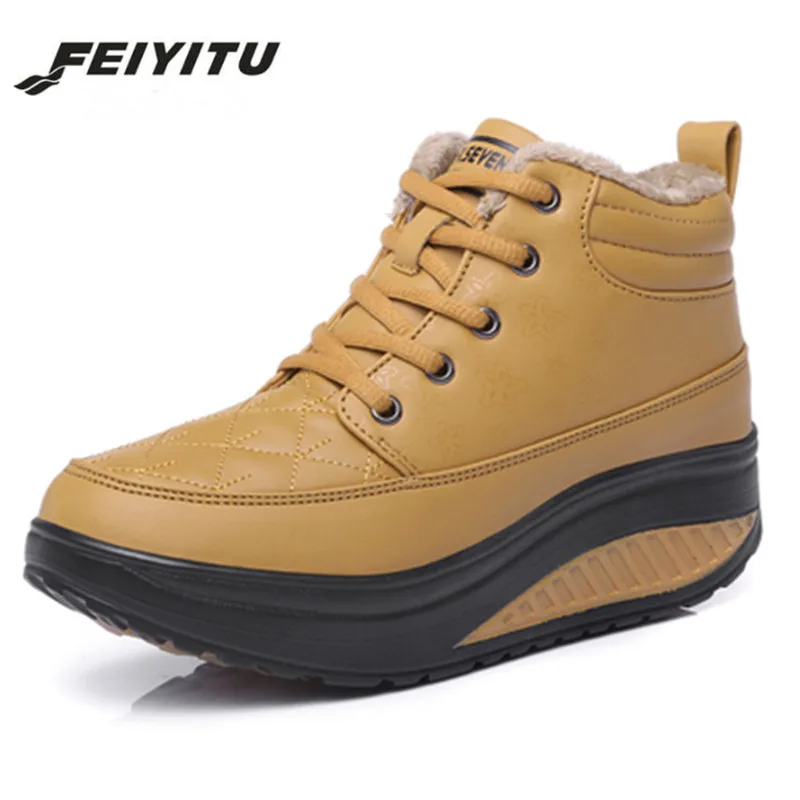 Женские зимние ботинки feiyitu женские бархатные на платформе женская теплая обувь