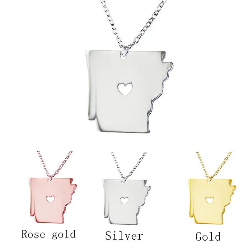 Ожерелье SUTEYI с картой штата США, колье из нержавеющей стали цвета розового золота и серебра, с подвеской в виде карты США, ювелирные изделия