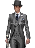 new arrival long styles grey groom tuxedosbest men suitsgroomsmen peak collar men wedding suitsjacketpantstiewaistcoatm00