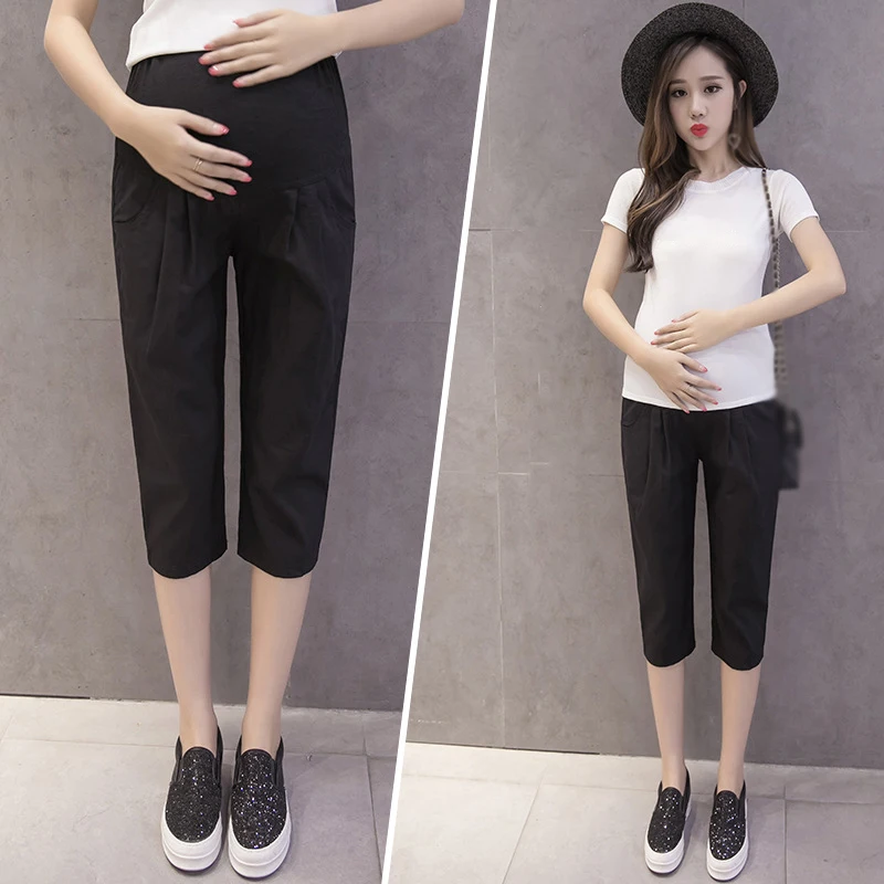 Брюки для беременных женщин повседневные укороченные узкие брюки Новинка сезон