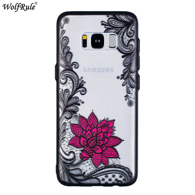 For Cover Samsung Galaxy S8 Plus Case Embossed Lace Rose Phone G955 6.2'' |