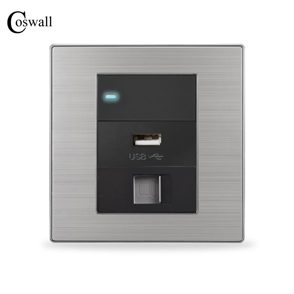 Coswall USB порт для зарядки мобильный телефон + RJ45 Интернет розетка 1 банда 2 сторонний