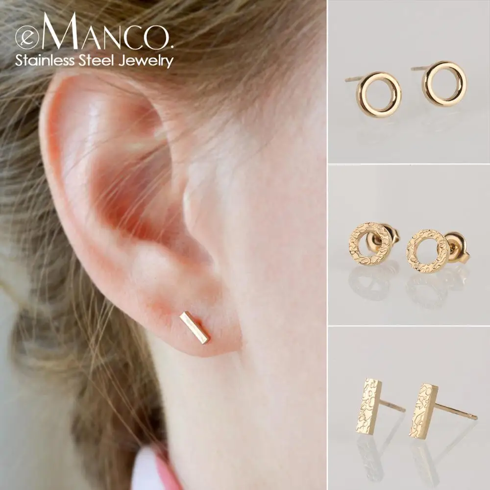Женские серьги гвоздики из нержавеющей стали e Manco корейские маленькие модные