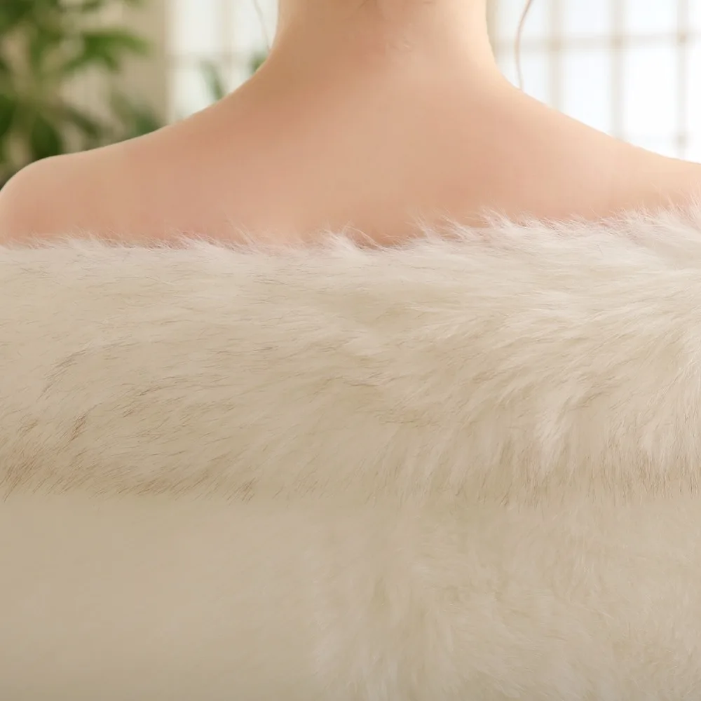

SHAMAI New Style Women Winter Long Bridal Shawl Bridal Wraps Warm Faux Fur Wedding Wrap Boleros Wedding Shawl Evening Party Cape