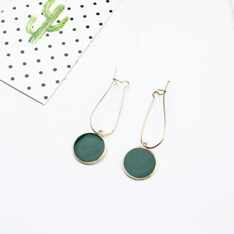 New Fashion Green Color Round Shape Bohemian Vintage Geometric Brinco Korean Earrings Drop For Women Party Jewelry | Украшения и
