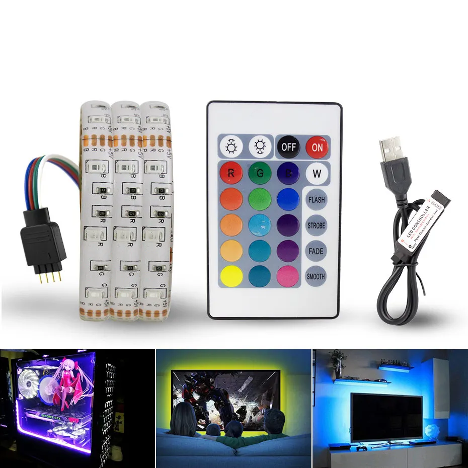 Светодиодная лента 5 в постоянного тока USB 0 м RGB белая теплая гибкая клейкая