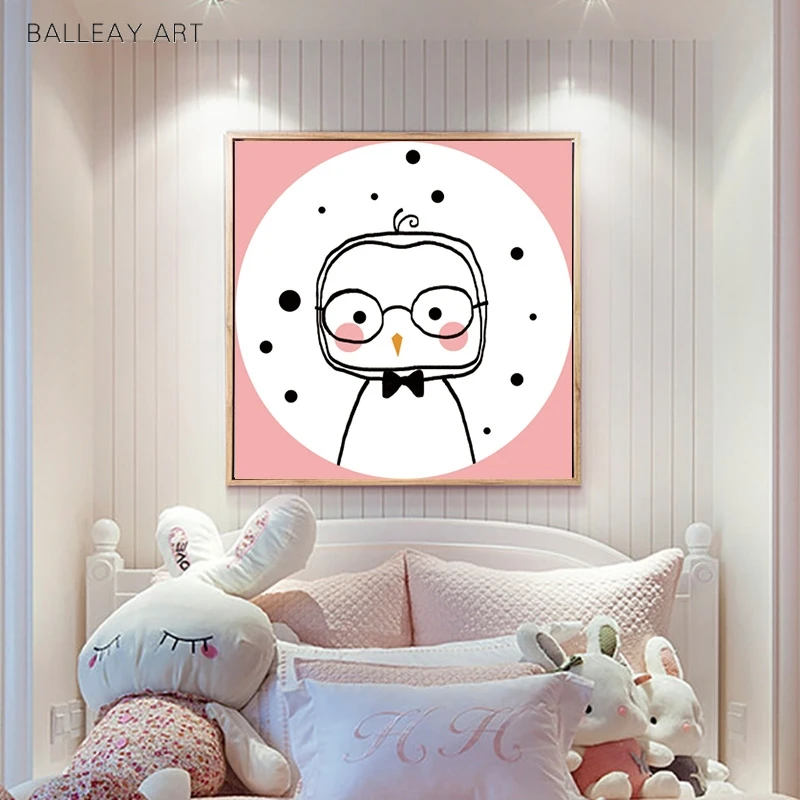 Kawaii настенное искусство на холсте искусственная картина мультяшный медведь