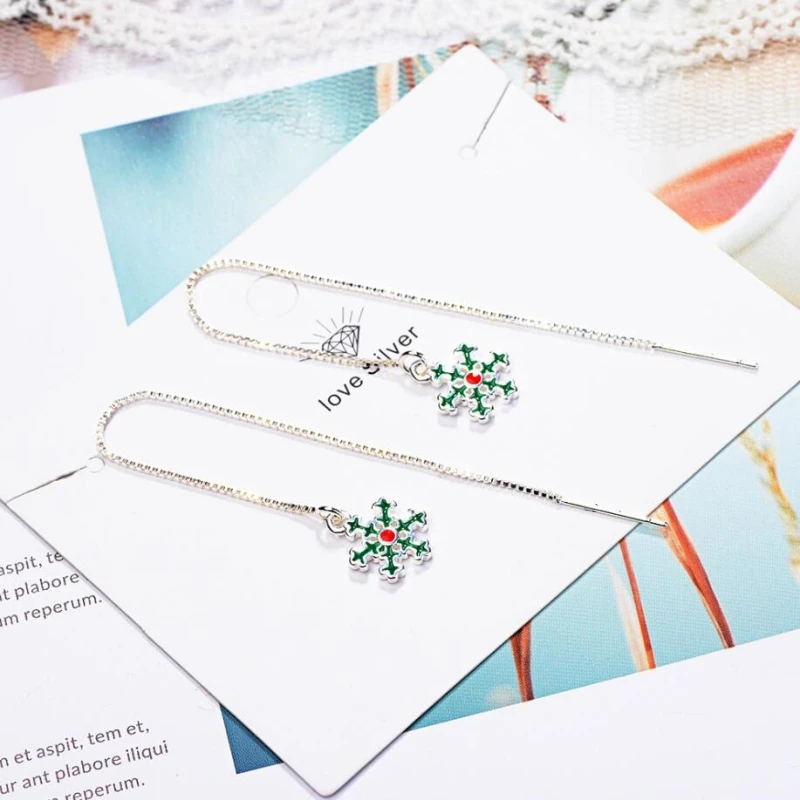 

Sole Memory Ear Wire Snowflake Literary Cute Christmas Gift Silver Color Fashion Female Dangle Earrings SEA467