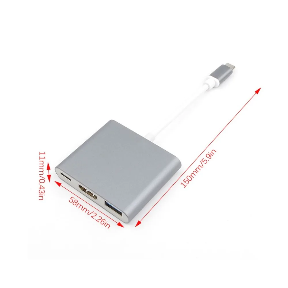 3 в 1 тип-c к HDMI концентратор адаптера кабель конвертер для Apple Macbook USB 3,1 Thunderbolt 3 тип-c переключатель к HDMI 4K концентратор 1080P