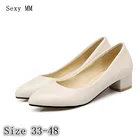 Женские туфли-лодочки на низком квадратном каблуке, офисные туфли на низком каблуке, размеры плюс 33-40, 41, 42, 43, 44, 45, 46, 47, 48