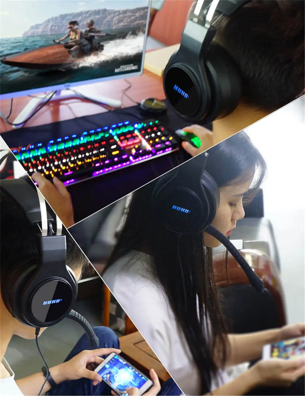 HUHD новая стереогарнитура Для nintendo SWITCH PS4 PC, беспроводные наушники с шумоподавлением 2,4 ГГц, виртуальное объемное звучание 7,1
