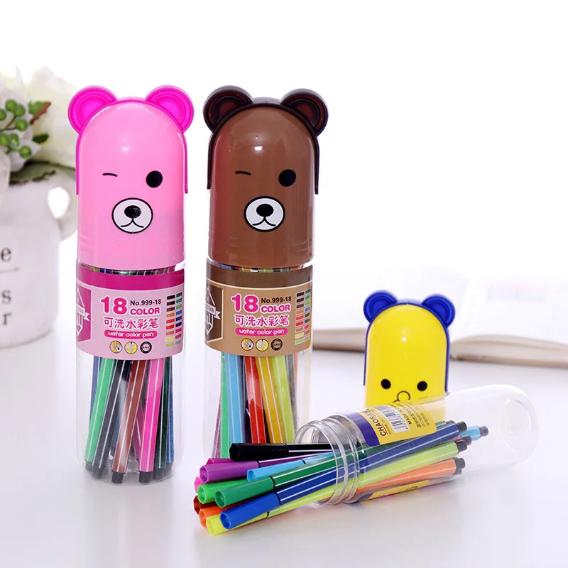 Kawaii 12/18/24/36 краски акварелью Носки с рисунком медведя из мультика воды Меловые
