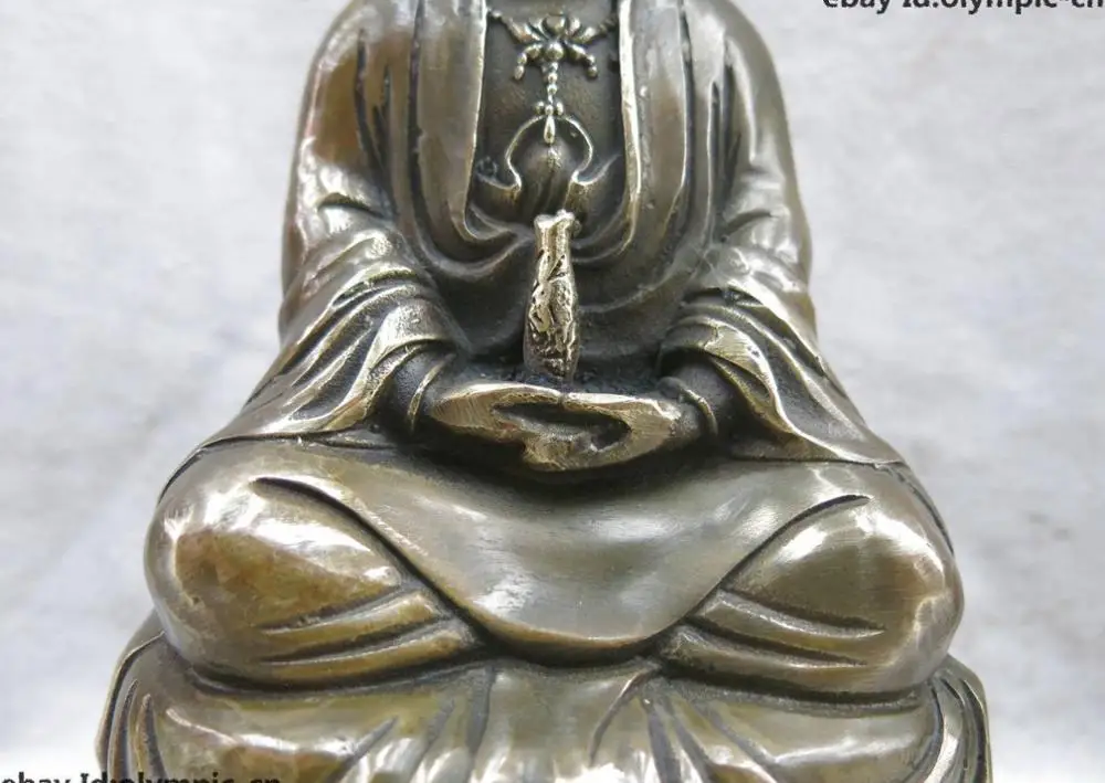 9 &quotвырезанная латунная фигурка из Китая медь буддизм Kwan yin скульптура Будды