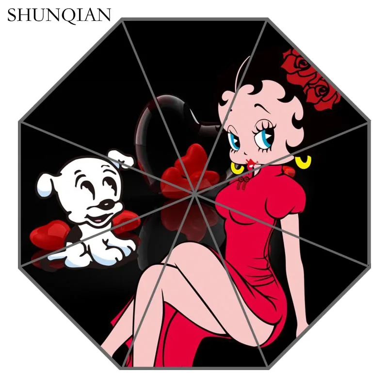6 P# Betty Boop 02 зонт с индивидуальным принтом складной зонт от солнца и дождя для путешествий, не автоматический декоративный Высококачественный зонтик - Цвет: 6