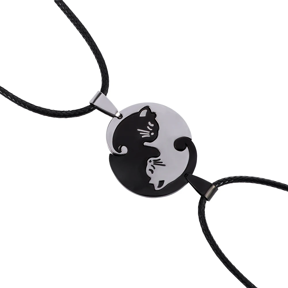 2 шт./компл. Модные Винтажные ожерелья для пар черно белое ожерелье Инь Янь колье с