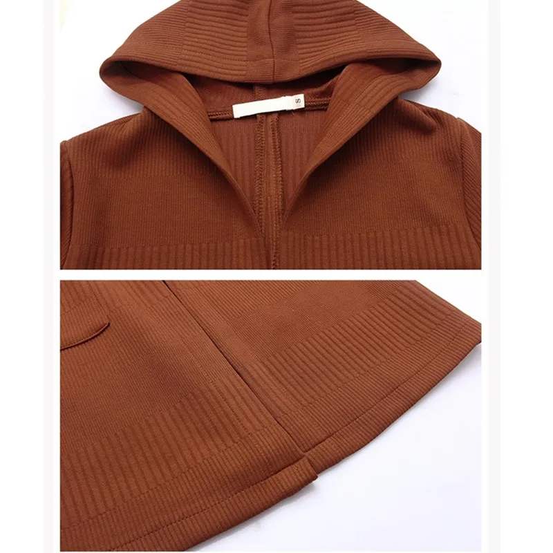 YAGENZ Women Long Cardigan Sweater Coats Autumn Winter Jacket Fashion Female Student Knitting Slim Hooded Coat 721 |