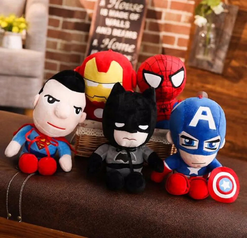 25 см Marvel Мстители мягкие игрушки супергероя Человек паук Капитан Америка