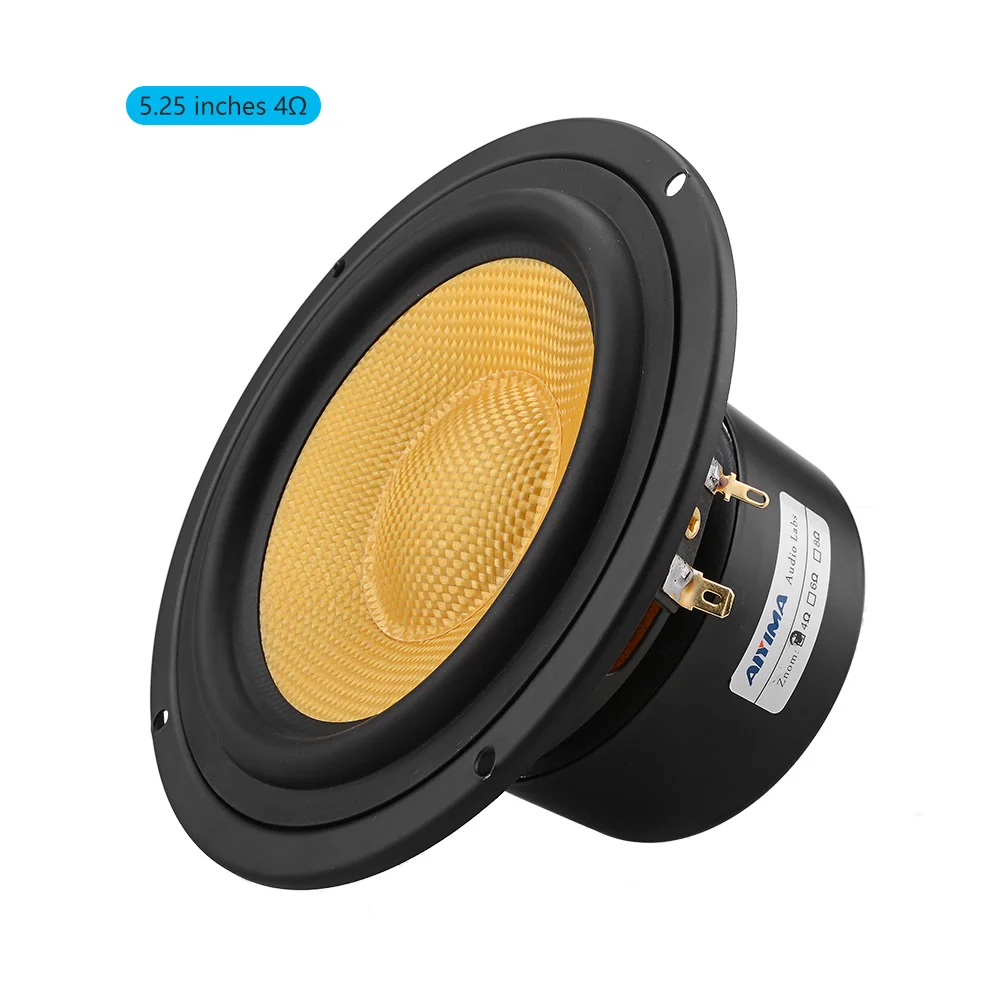 4 Ohm Speaker AIYIMA 5,25 дюймовый звуковой динамик 4 8 Ом 100 Вт средний бас-динамик s низкочастотный конус из стекловолокна домашний кинотеатр для книжной полки DIY - Цвет: 4 Ohm Speaker