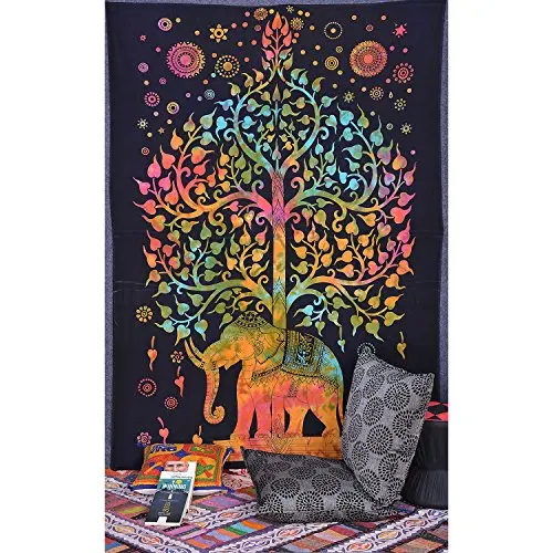 Слон Дерево жизни настенный висячий психоделический гобелен бросок индийские