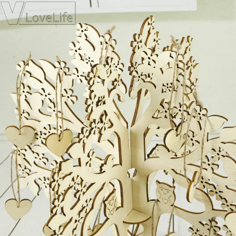 Деревенская Свадебная деревянная Гостевая книга сделай сам 3D сердце Подпись