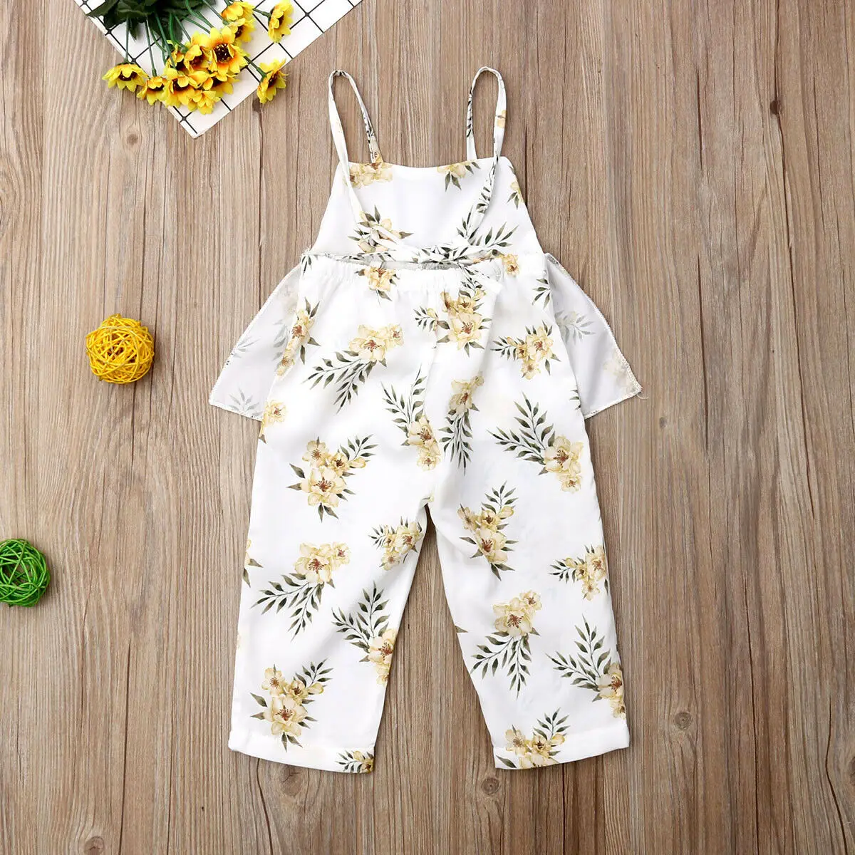 Летняя одежда для маленьких девочек комбинезон с цветочным принтом платье на