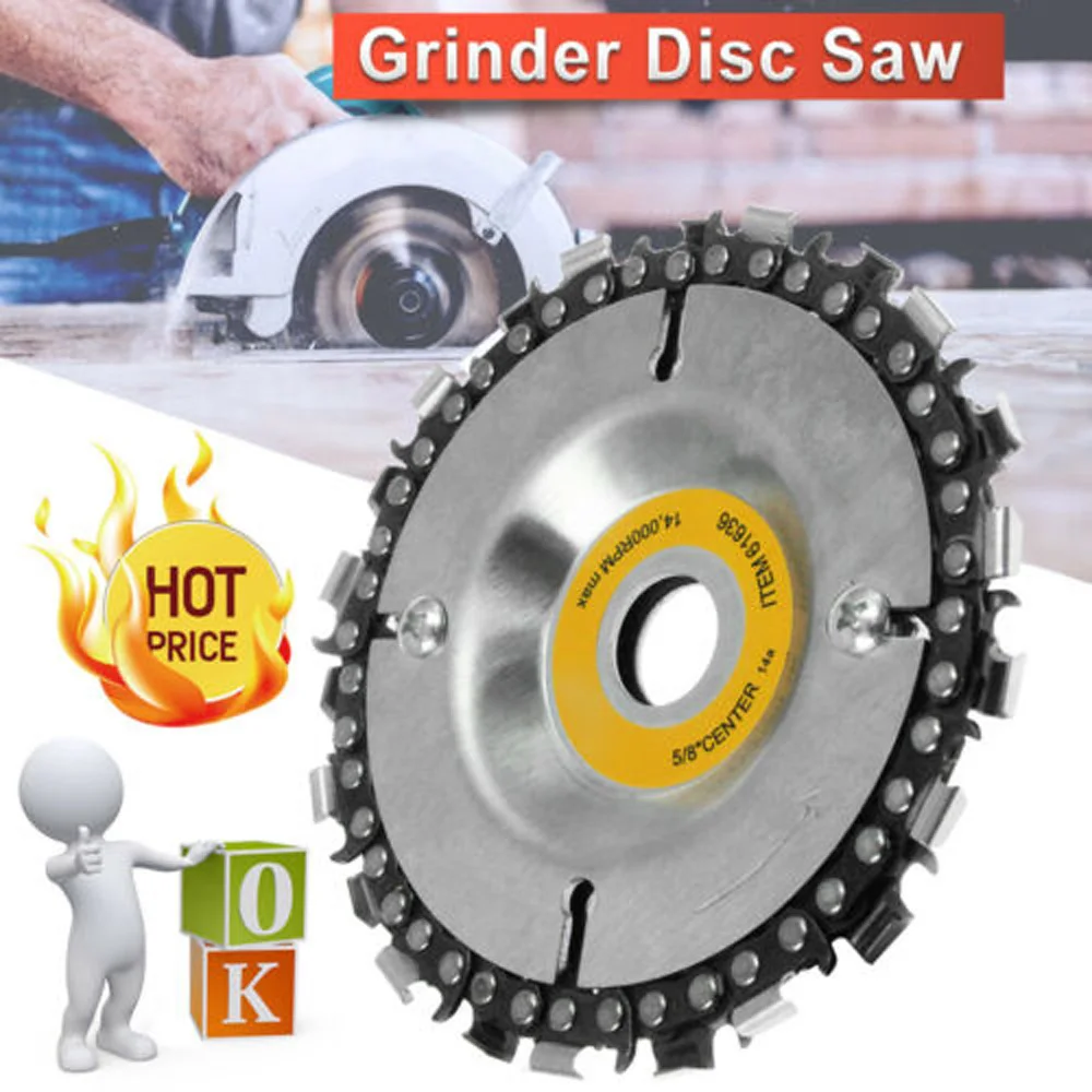 4 Inch 22Tooth Grinder Disc Round Chain Saw Disc Cut Carving Abrasive Wheel Woodcarver For Angle Grinder Sculpting Tool