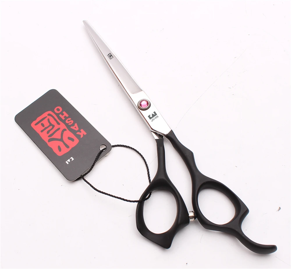 H1024 6 &quot16 см GEM JP 440C Kasho черный Профессиональный Парикмахерские ножницы для резки и