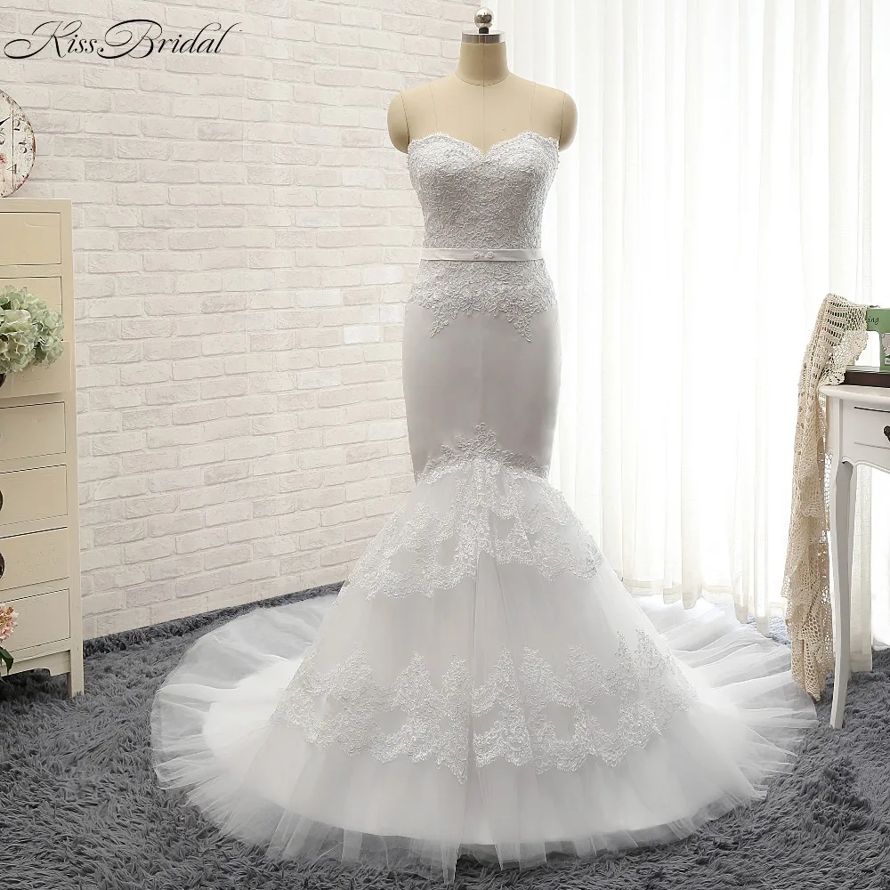 

Vestidos de novia Fashion New Long Wedding Dress 2018 Sweetheart Sleeveless Mermaid Beading Tulle Court Train Bridal Gowns