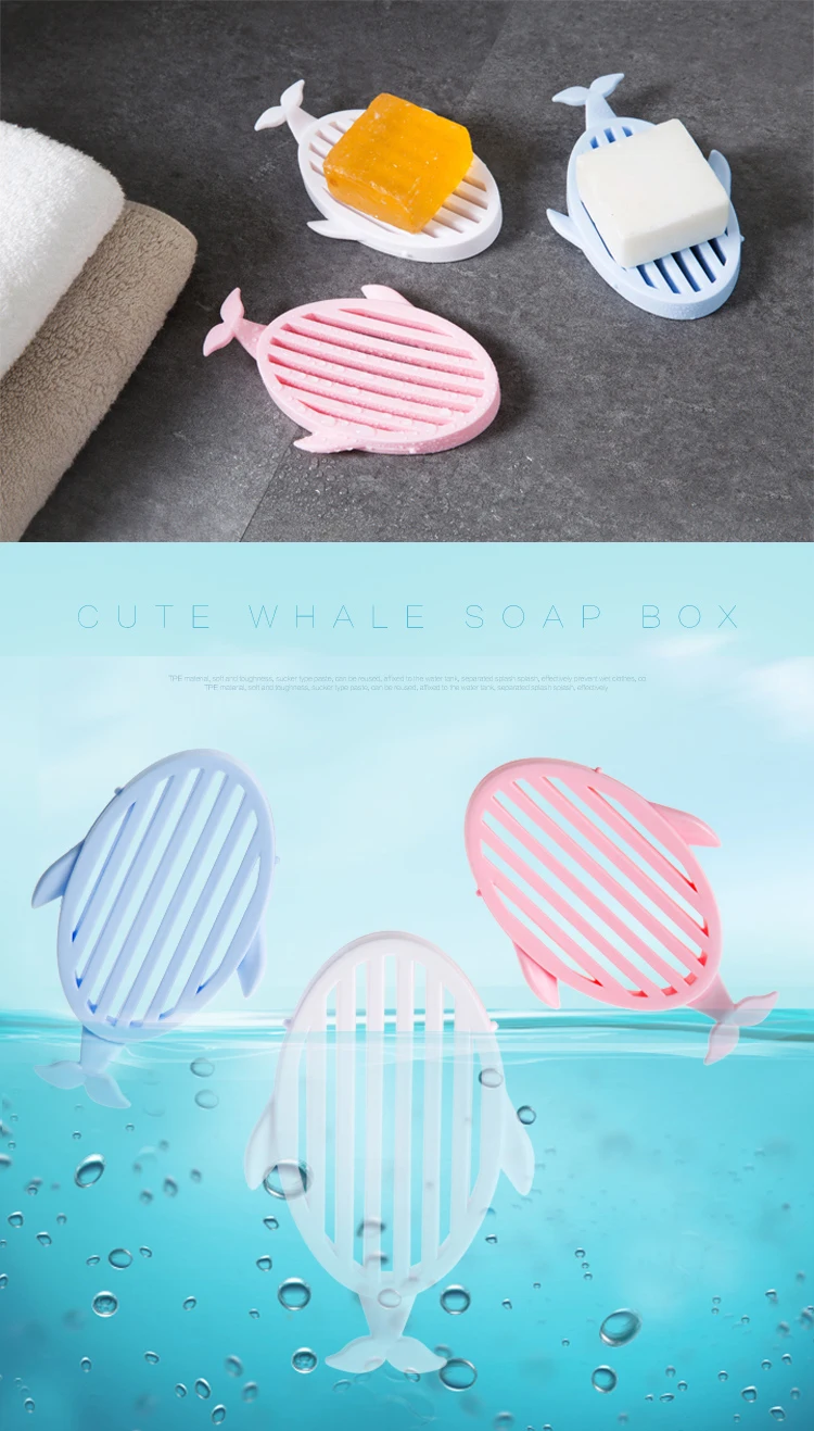 Новая мыльница мультфильм КИТ сушилка кухонная Подставка для губки ванная комната пластиковая Нескользящая тарелка для хранения аксессуары для мыла-66959