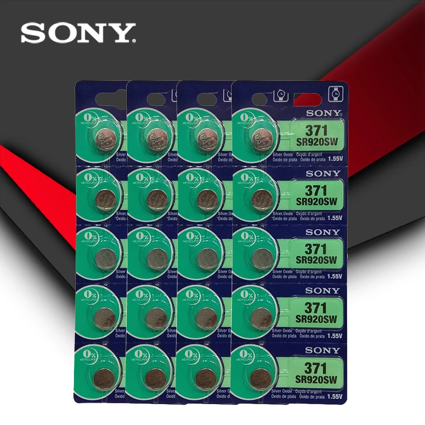 20 шт. Sony 100% оригинальный 371 SR920SW 920 1 55 в часовая батарейка Кнопочная сделано