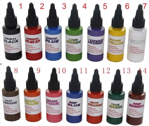 

Tattoo ink kit tattoo pigment set 30ml (1OZ) Dragon huang 14 color set C125 free shipping