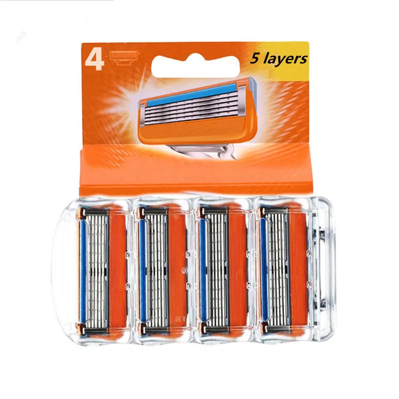 

Бритвенные лезвия для мужчин, 4 шт. в упаковке, лезвия для бритья, для ухода за лицом, безопасное бритье, кассета с 5 лезвиями из нержавеющей ст...