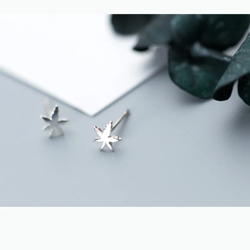 100% 925 Sterling Silver Insect Ladybug in Tree Leaves stud Earrings for Women Fine Jewelry drop ship | Украшения и аксессуары