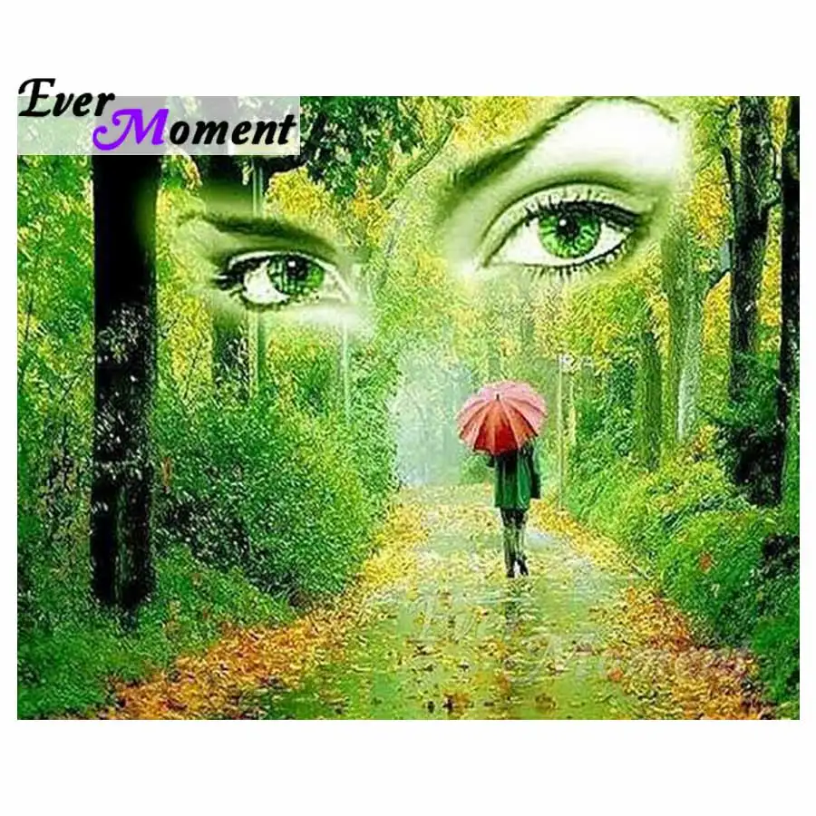 

Ever Moment 5D DIY Diamond Painting Cross Stitch Natural Forest Girl Mosaic Full Square Drills Rhinestone Artwork ASF1183