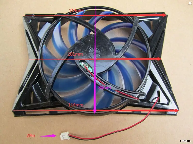 Подлинный для его HD4850 6750 6570 6670 Швейцарский дизайн 114x80 мм DC12V 0.15A 2 провода 2Pin Видео
