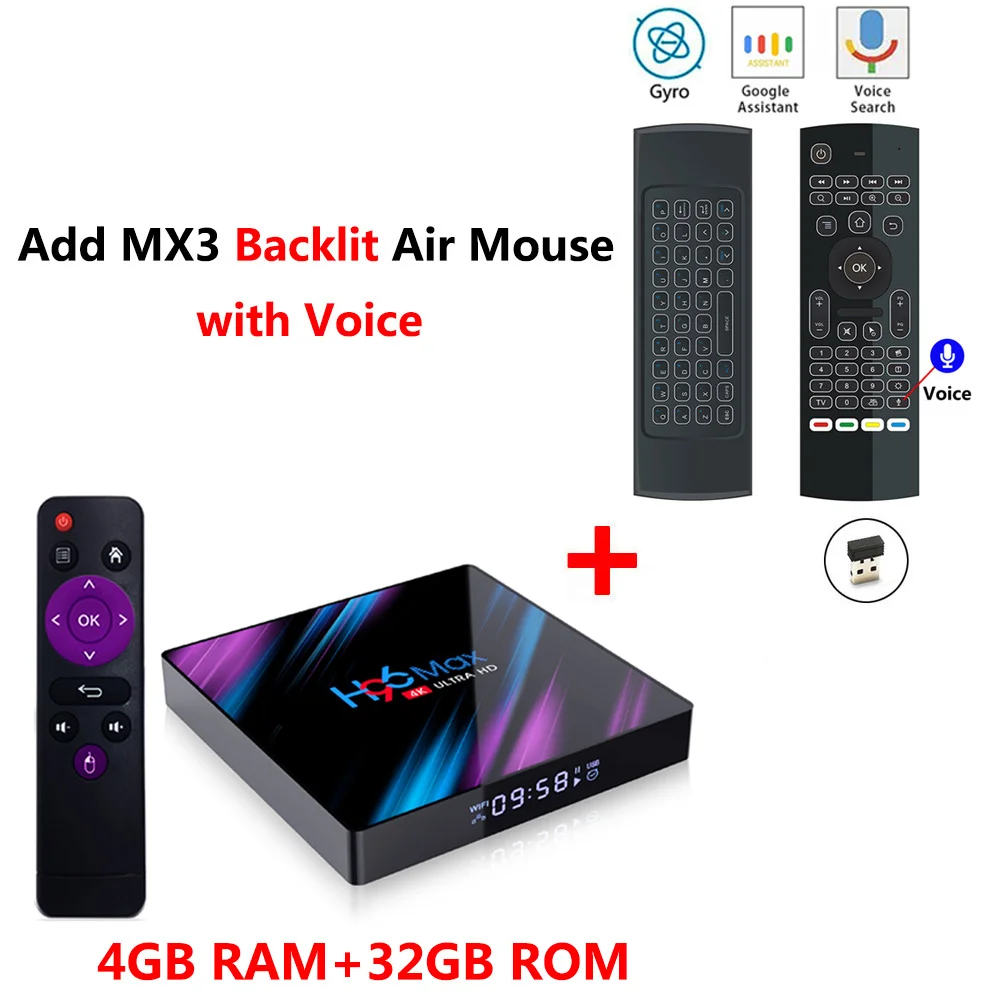 4GB32GB add MX3L mic H96 MAX Smart tv Box Android 9,0 2 ГБ 4 ГБ ОЗУ 16 ГБ 32 ГБ 64 Гб ПЗУ 2,4G 5G WiFi Bluetooth 4,0 медиаплеер RK3318 4K HD телеприставка - Цвет: 4GB32GB add MX3L mic