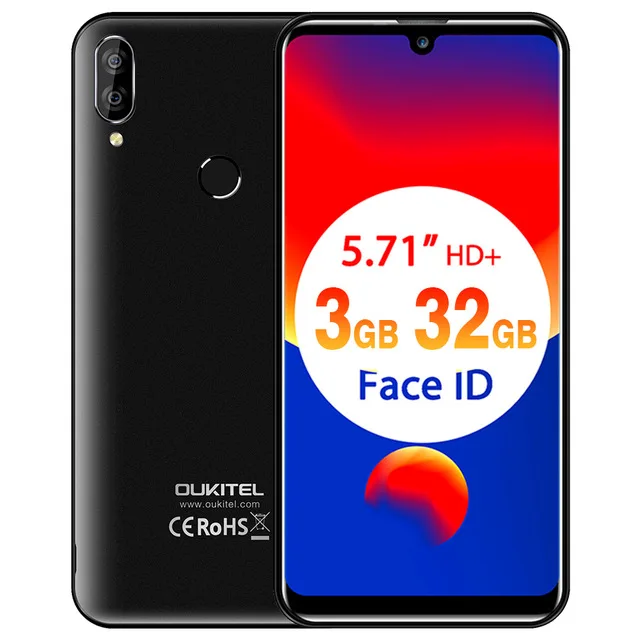 Black OUKITEL C16 Pro 5,71 ''Android 9,0 19:9 мобильный телефон с экраном капли MT6761P Quad 3 Гб ram 32 Гб rom смартфон 4G LTE мобильный телефон - Цвет: Black