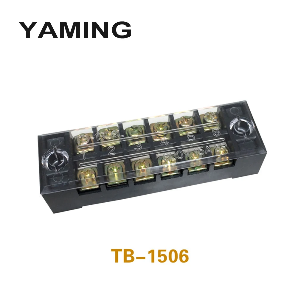 Клеммная колодка TB 1506 с пластиной 600 В 15 А 6 позиций|Клеммные колодки| |