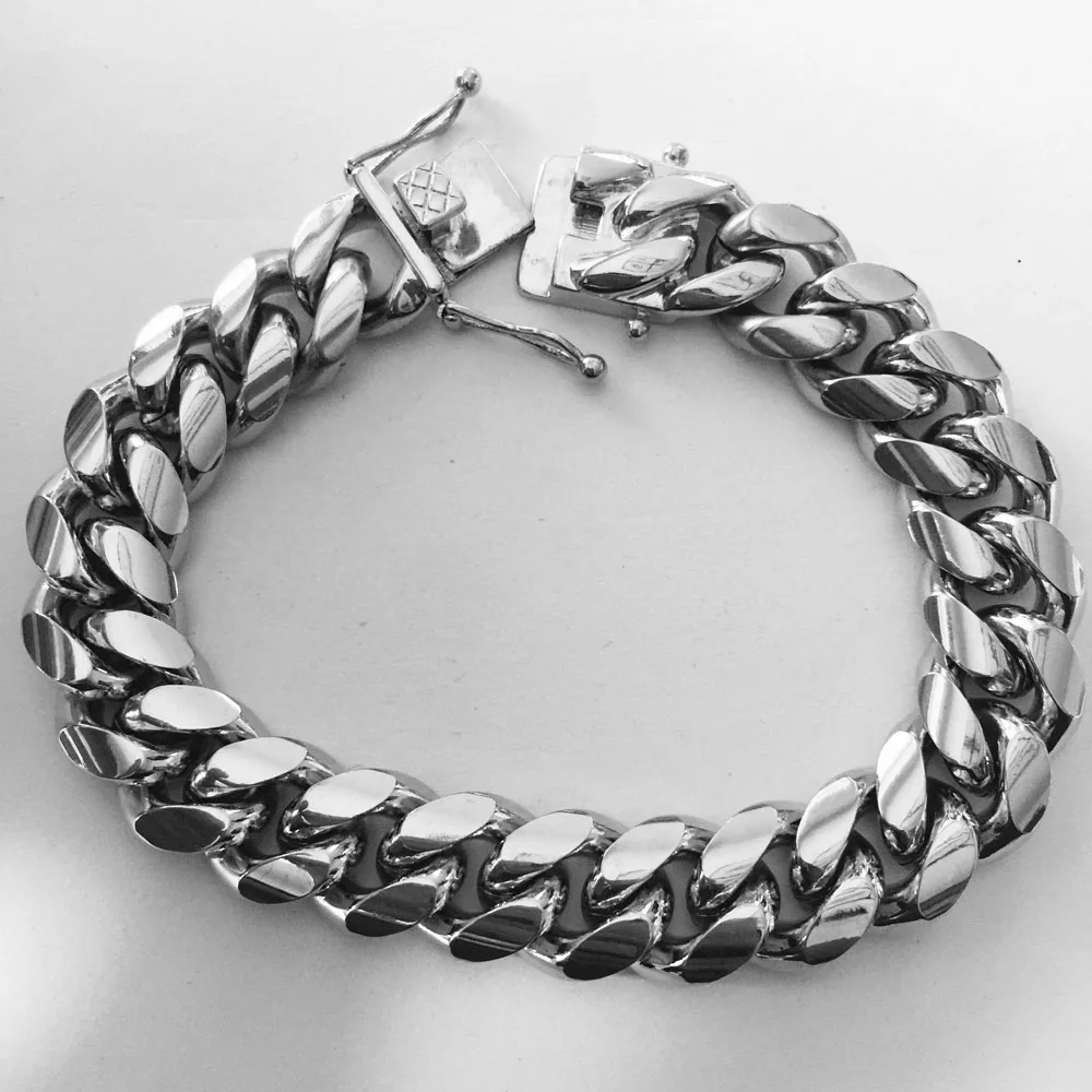 Акция женский браслет из нержавеющей стали Майами кубинской панцирной цепи с